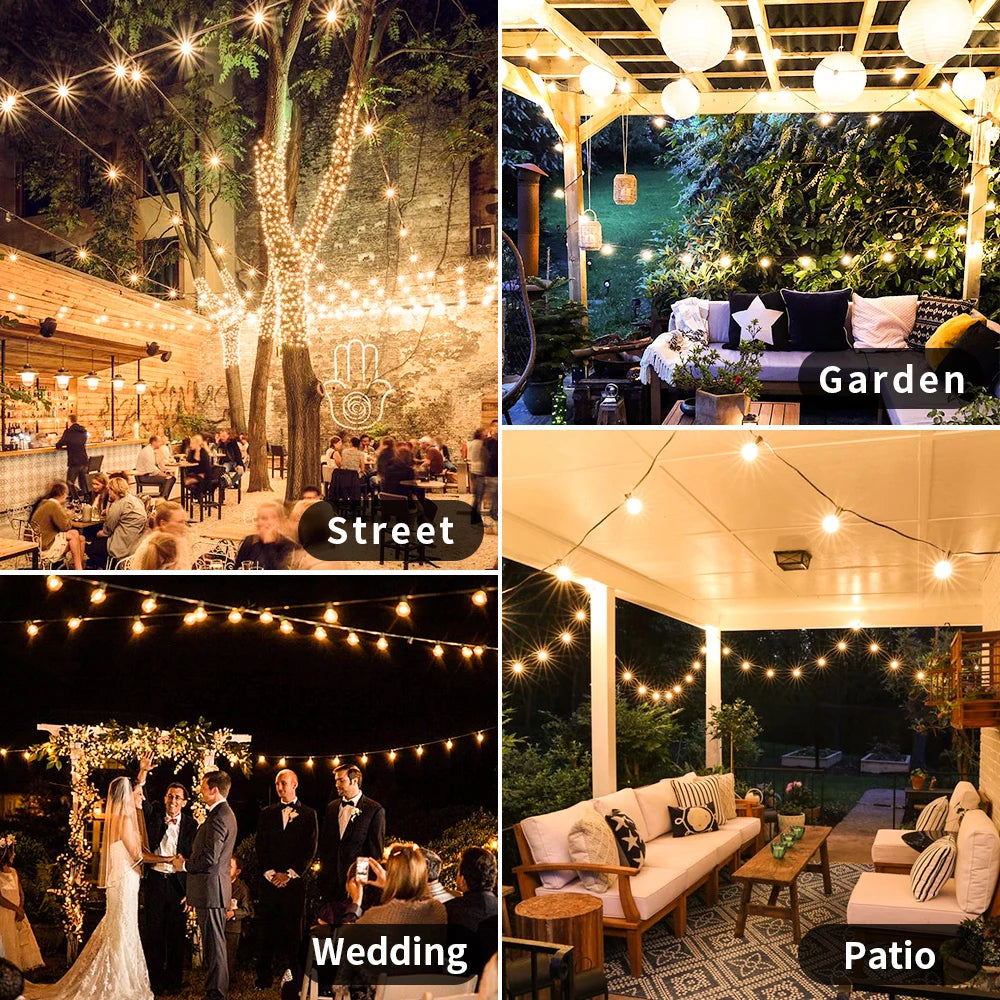 Vintage LED outdoor string lights for garden - vue 6 sur 6