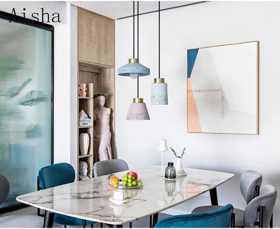 Vintage cement pendant light for bar and café - vue 4 sur 14