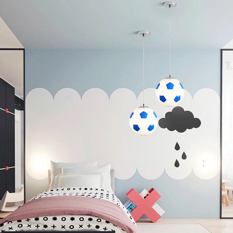 E27 football glass pendant light basketball design - vue 9 sur 10