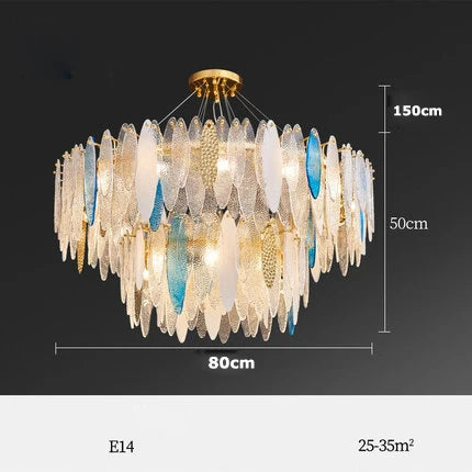 Art Deco LED chandelier in iron and glass with elegant design for modern lighting - vue 9 sur 25