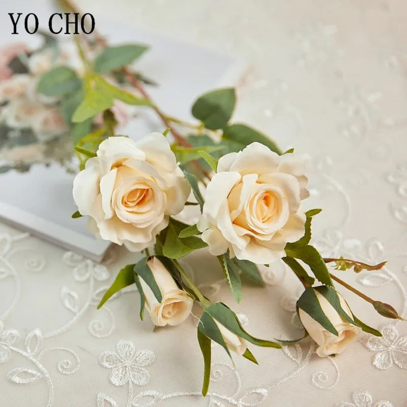 Artificial silk rose flowers for weddings and decoration