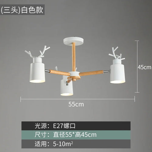 Nordic wood ceiling light with simple and creative design - vue 6 sur 16