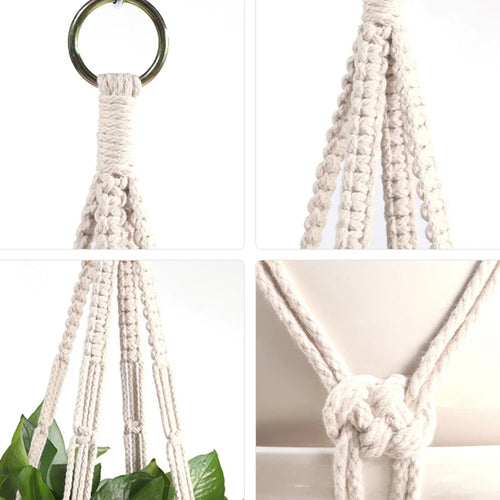 macrame hanging basket for plants crafts home decor - vue 5 sur 18