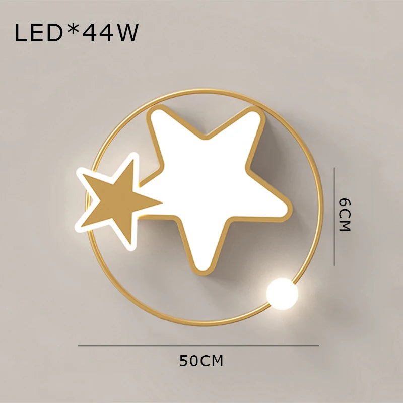 Creative nordic golden star shaped LED ceiling light