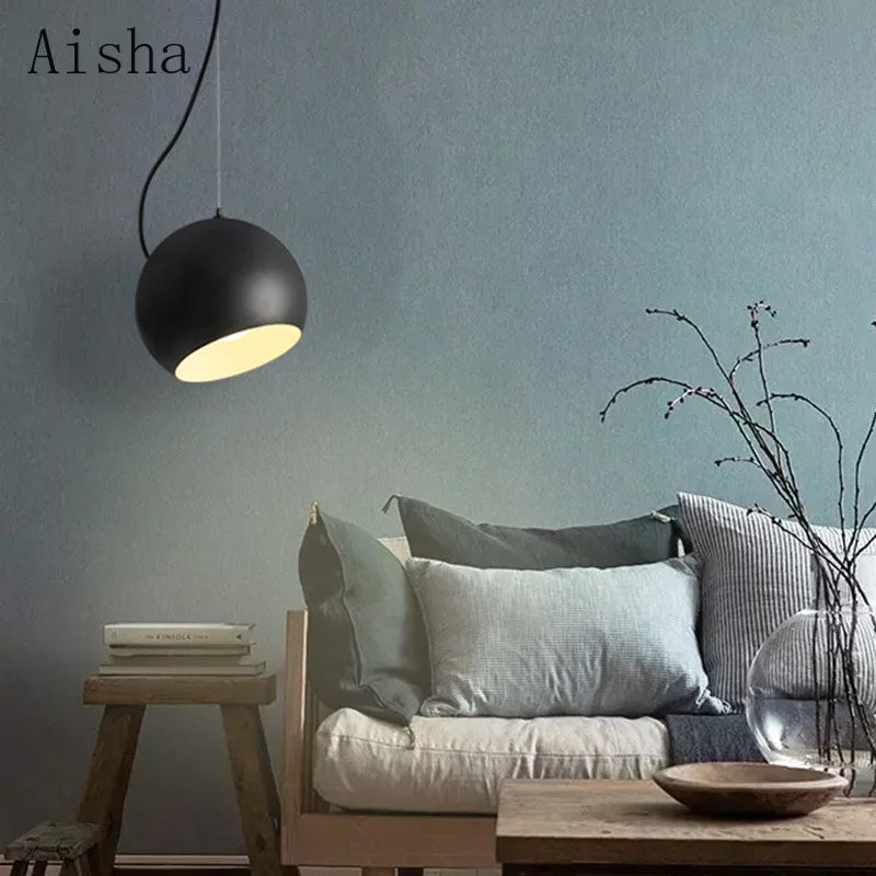 Nordic style round pendant light for interior decoration - vue 3 sur 7