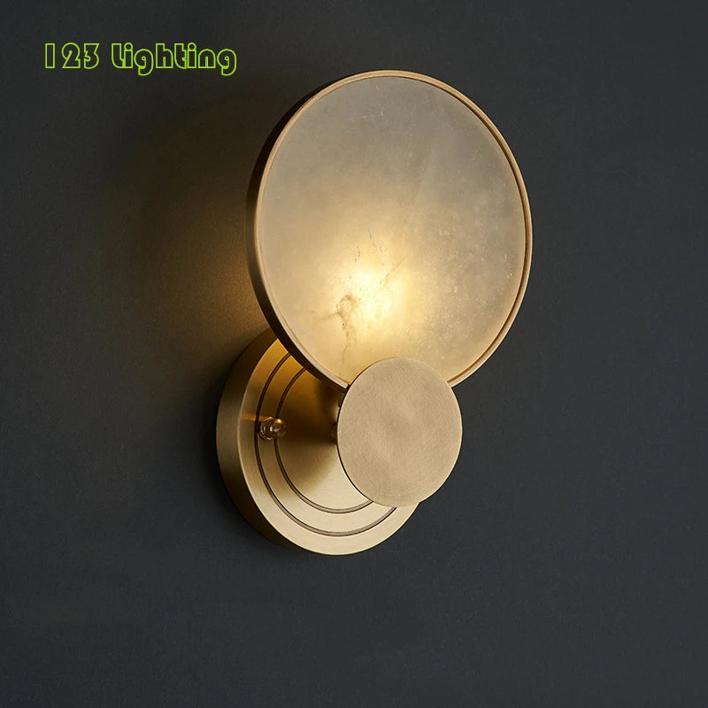 Modern round LED wall lamp in natural marble for indoor use