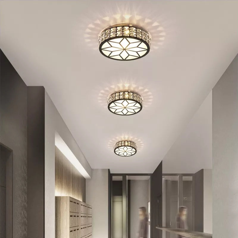 Nordic crystal LED ceiling light gold black white