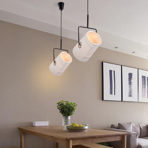 Nordic rotating modern fabric loft chandelier - vue 3 sur 5