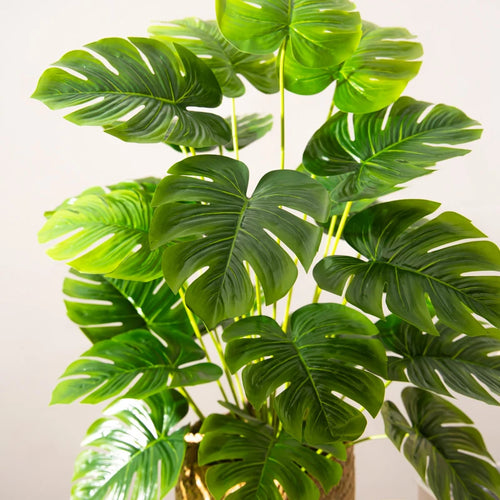 Artificial tropical tree with large decorative monstera leaves - vue 7 sur 7