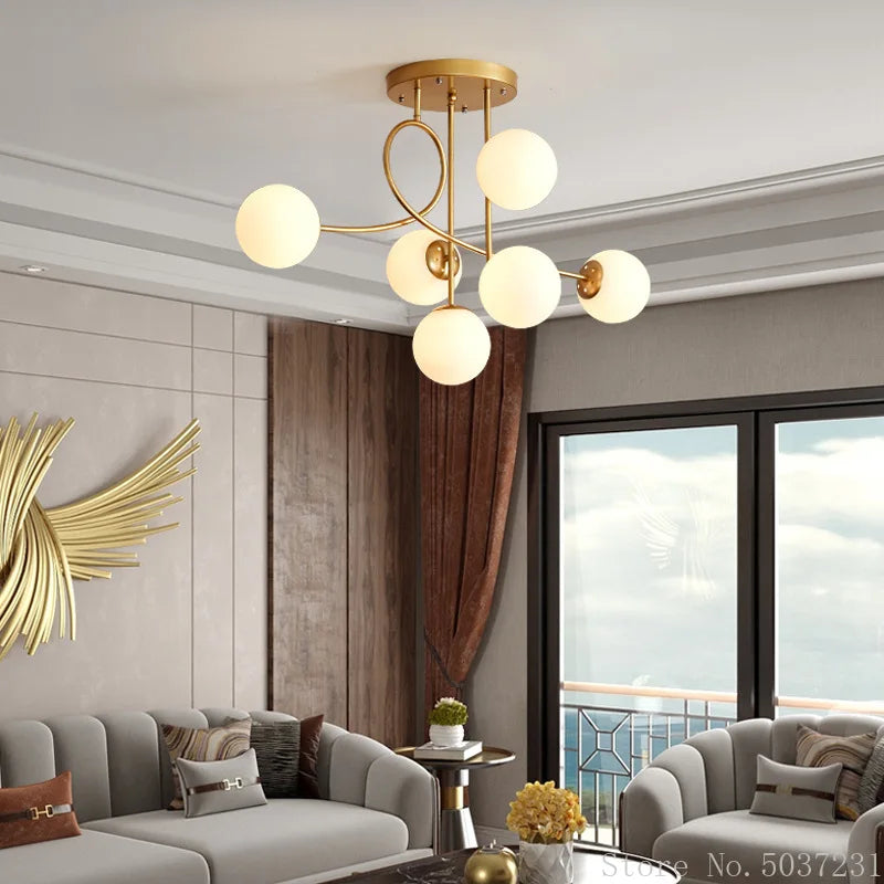 Creative and elegant glass globe ceiling light for interiors - vue 3 sur 11