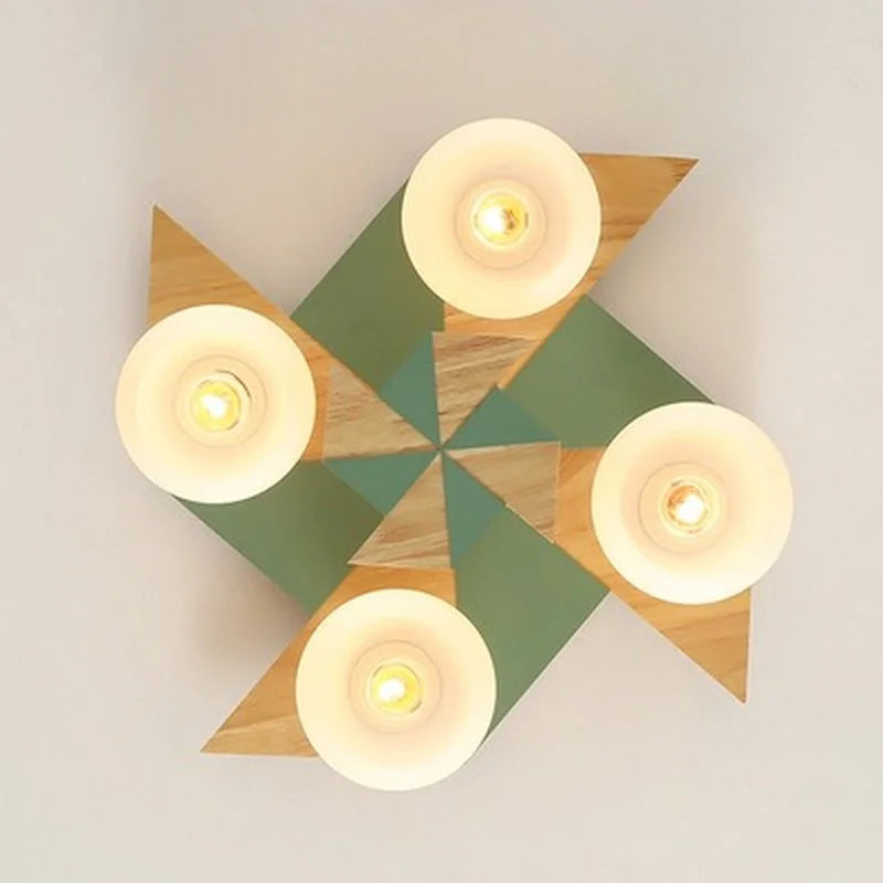 Modern Japanese Makaron wooden children's ceiling light - vue 6 sur 9