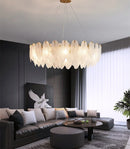 Modern glass chandelier with goose feather design pendant light