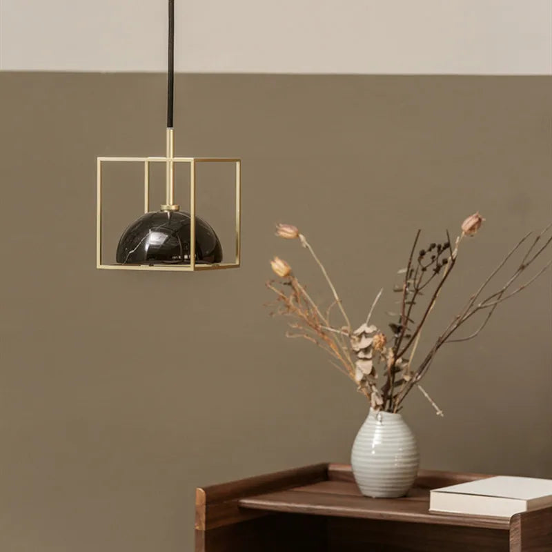 Modern natural stone chandelier for minimalist decor - vue 3 sur 9