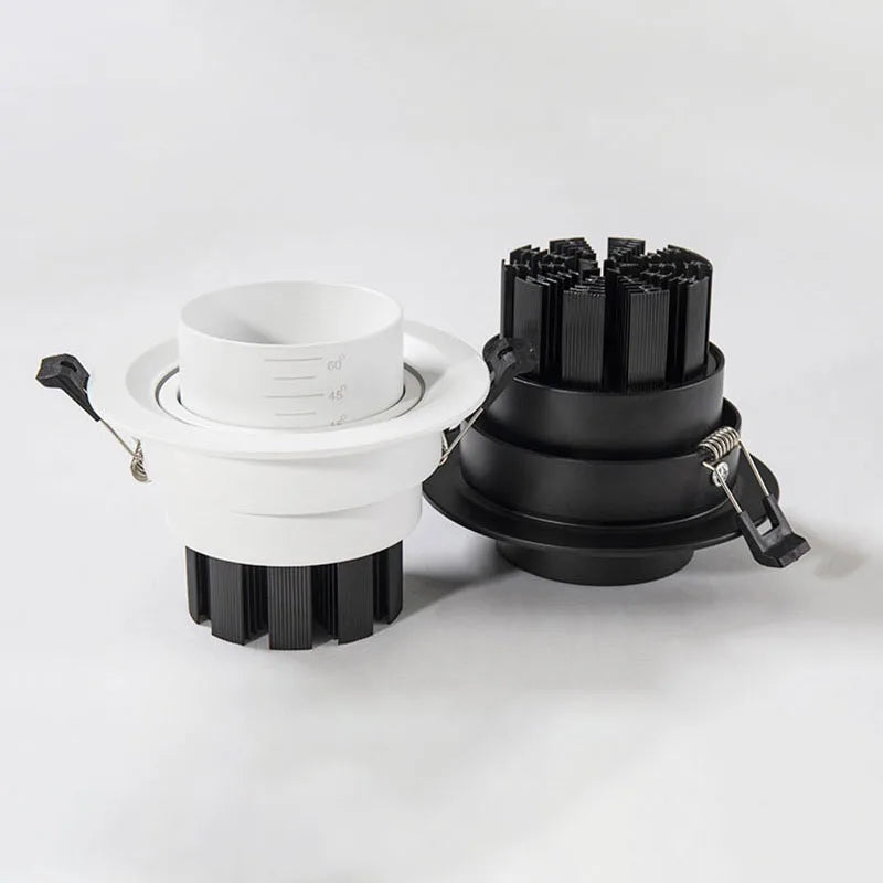 Recessed indoor COB LED spotlight with adjustable zoom