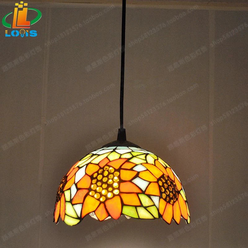 Vintage tiffany sunflower chandelier for restaurant and bar
