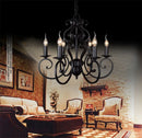 Vintage black wrought iron chandelier for indoor lighting