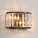 Modern glass and black metal double head wall light