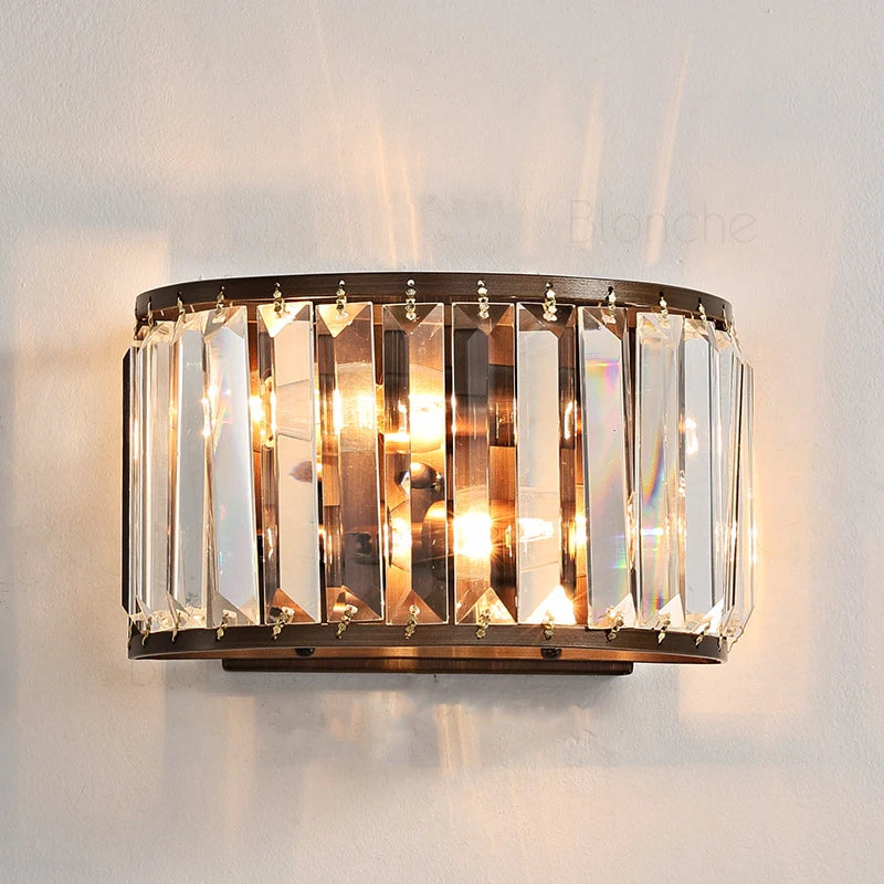 Modern glass and black metal double head wall light - vue 5 sur 7