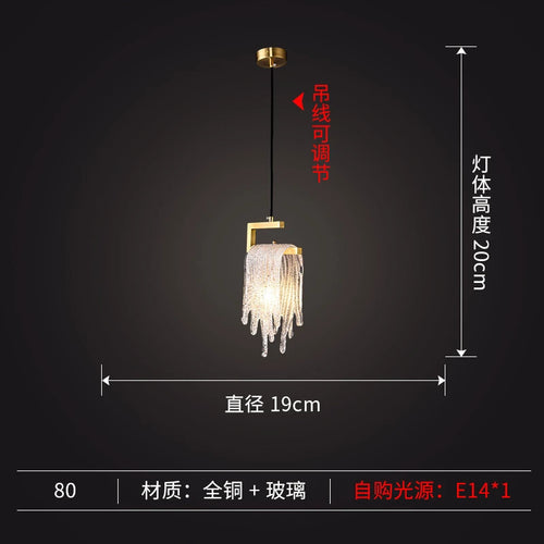 Modern Nordic style glass and copper pendant light for decorative interiors