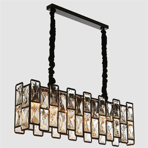 Modern rectangular LED crystal chandelier with K9 crystals