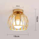 Retro gold metal LED ceiling light for balcony and hallway