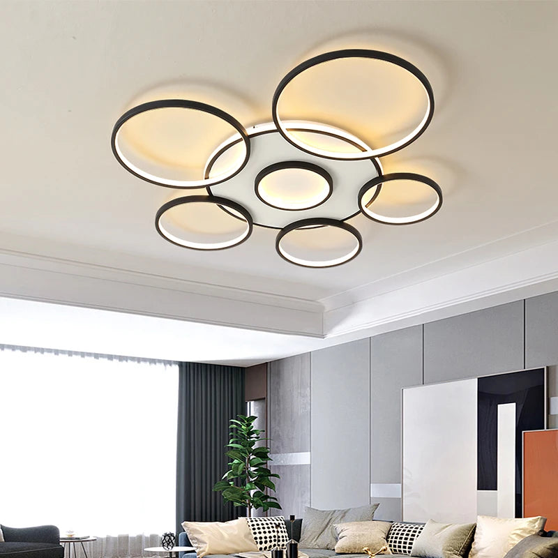 Modern wooden and aluminium LED chandelier for indoor lighting - vue 5 sur 18