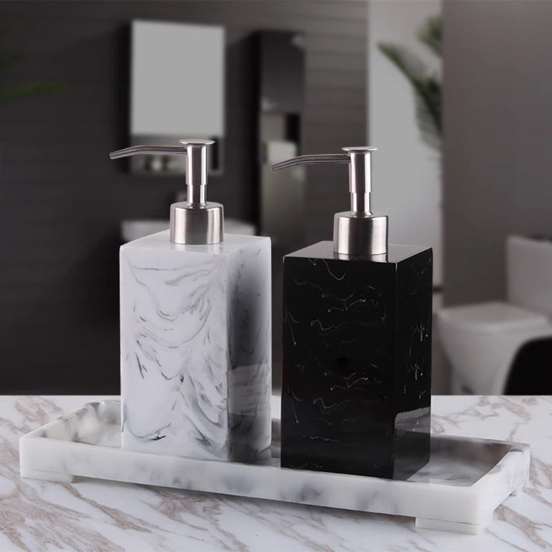 Nordic accessories marble-effect disinfectant and shampoo dispenser