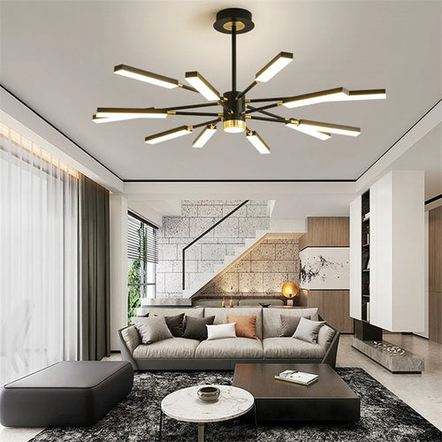 Modern Nordic iron art chandelier with LED lighting - vue 4 sur 9