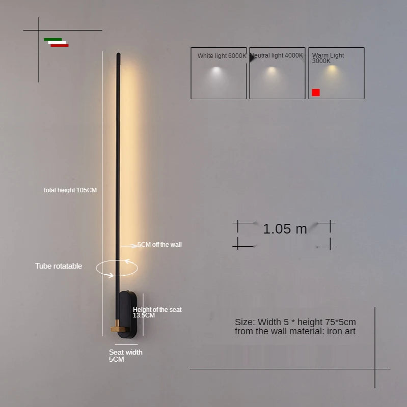 Nordic long strip wall light modern minimalist design