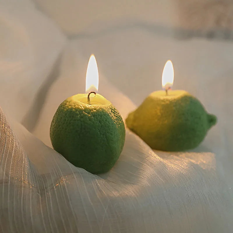 handmade lemon scented candle for photo decoration and parties