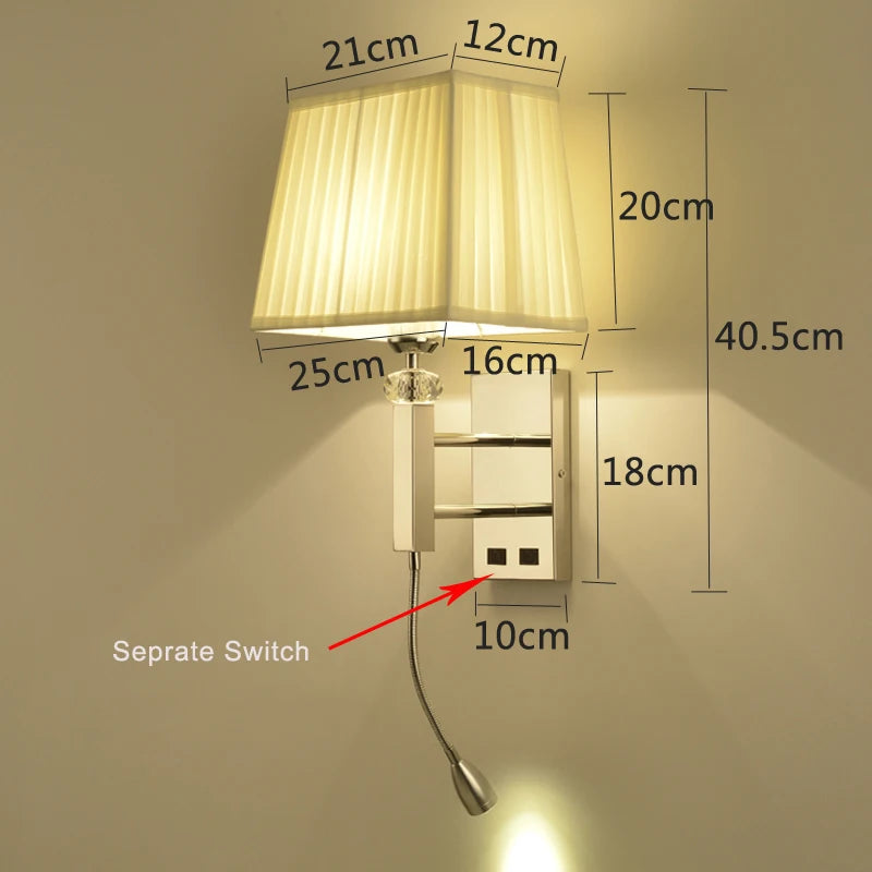 Modern LED wall light in stainless steel for interior decoration