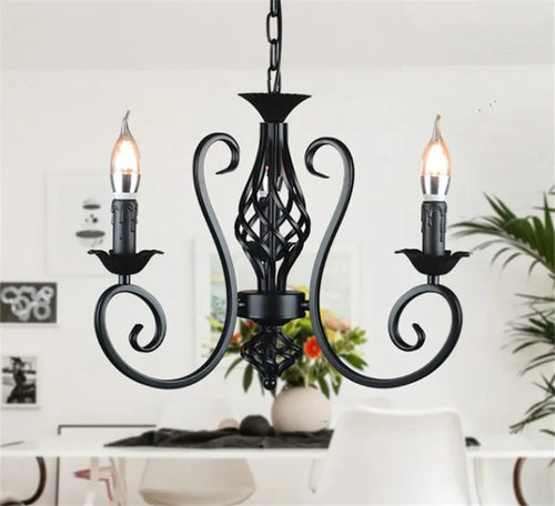 Retro industrial wrought iron chandelier vintage suspended - vue 4 sur 6