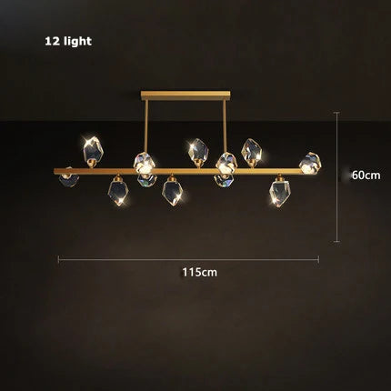 Crystal and copper art deco modern design chandelier - vue 12 sur 22