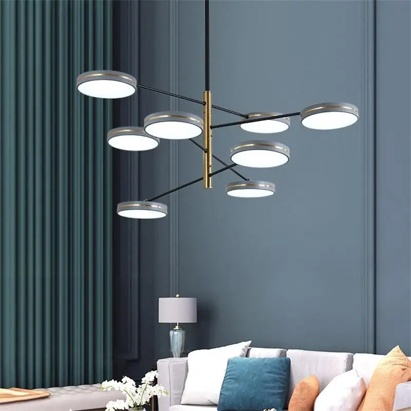 Modern LED chandelier with pipe design for indoor decoration - vue 5 sur 10