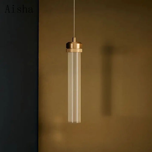 Post-modern clear striped glass pendant light nordic design - vue 5 sur 9