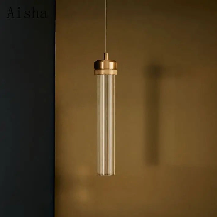 Post-modern clear striped glass pendant light nordic design - vue 4 sur 9