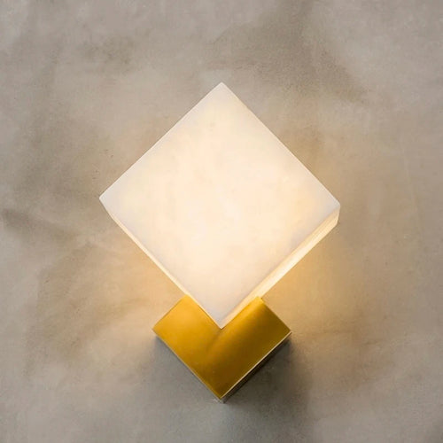 Luxury jade wall light modern LED home decor study living room bedroom bedside square marble lighting fixture - vue 4 sur 7