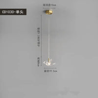 Modern bird pendant light in copper and acrylic