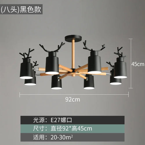 Nordic wood ceiling light with simple and creative design - vue 13 sur 16