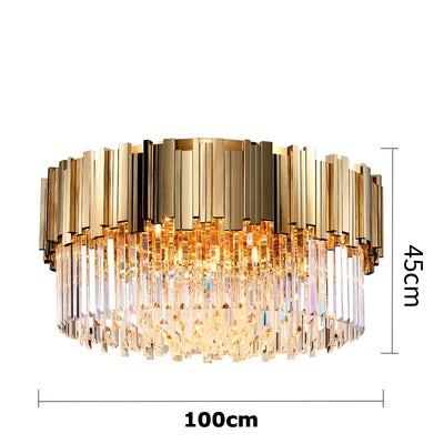 Modern multi-layer oval crystal ceiling light