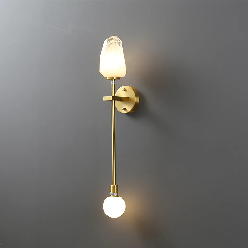 Designer glass and gold copper wall light for interiors - vue 3 sur 8