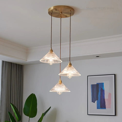 Nordic vintage striped glass pendant light - vue 13 sur 12