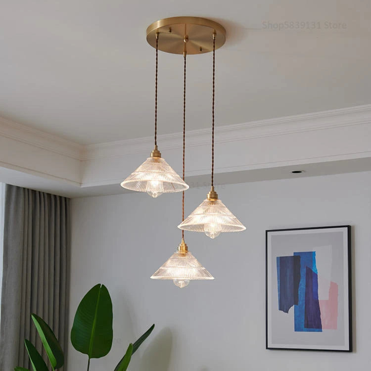 Nordic vintage striped glass pendant light - vue 12 sur 12