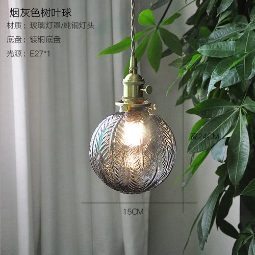 Retro glass and copper pendant light nordic decorative style
