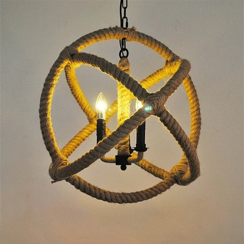 Vintage hemp pendant lamp for café or restaurant - vue 3 sur 6