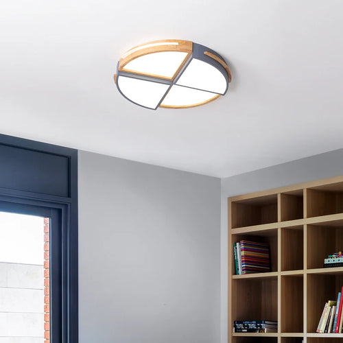 Elegant nordic wooden LED surface mounted ceiling light - vue 3 sur 10