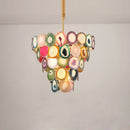 Modern designer chandelier with coloured agate for interiors