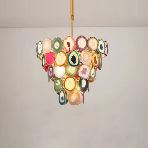 Modern designer chandelier with coloured agate for interiors - vue 3 sur 15