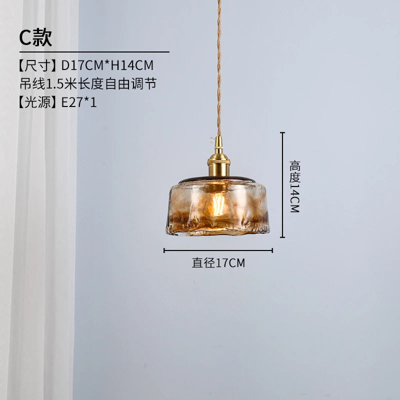 Retro glass pendant light industrial style for decorative interiors - vue 9 sur 11