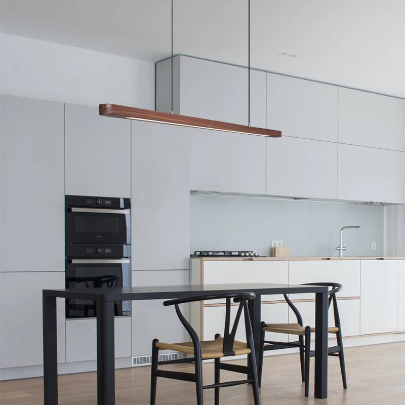Wooden pendant light with LED for dining table